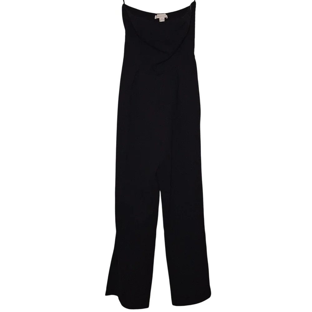 Monteau Los Angeles Black Strapless Wide Leg‎ Jumpsuit S Smocked Back